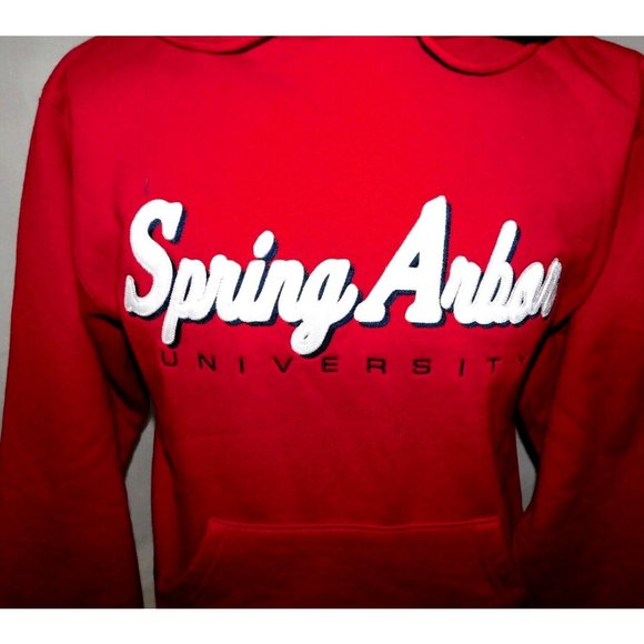 Spring Arbor University Michigan Red Mens S Spellout Hoodie Jansport - Picture 2 of 7